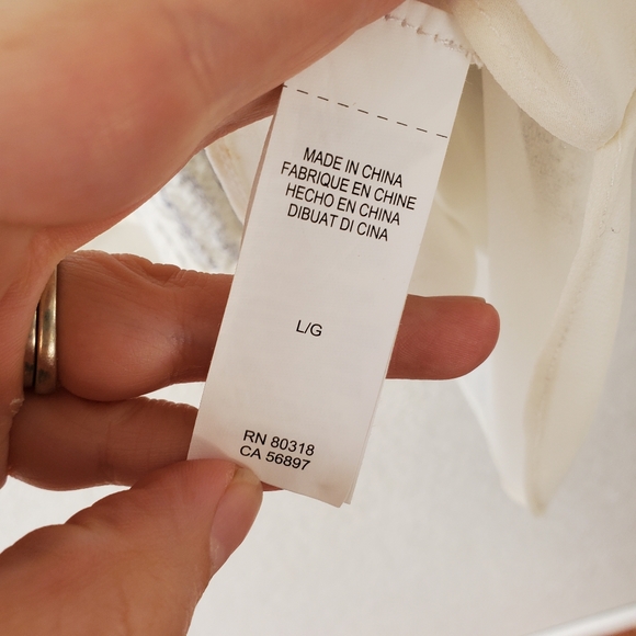 Lucky Brand grey white silver pointelle knit chiffon layered sweater - Picture 7 of 10